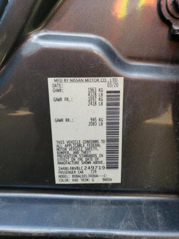 1N4BL4BV8LC249719 - 2020 NISSAN ALTIMA S GRAY photo 12