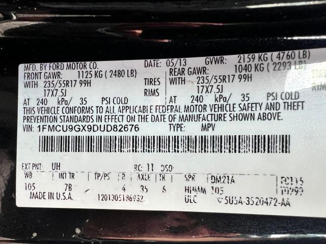 1FMCU9GX9DUD82676 - 2013 FORD ESCAPE SE BLACK photo 10