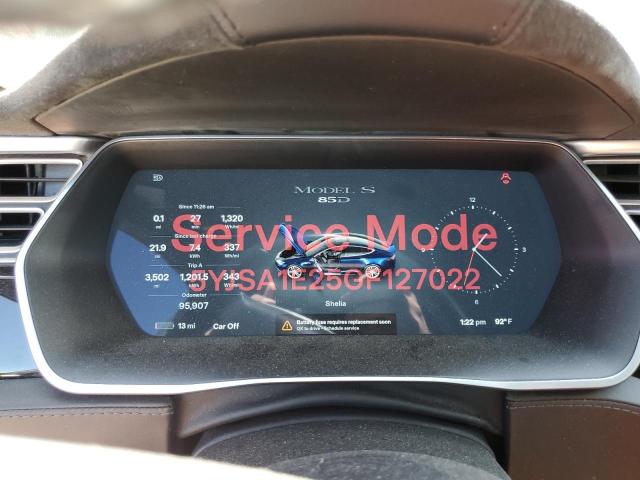 5YJSA1E25GF127022 - 2016 TESLA MODEL S Կապույտ լուսանկար 9