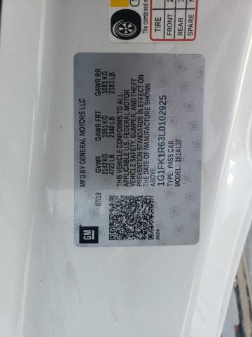 1G1FK1R63L0102925 - 2020 CHEVROLET CAMARO ZL1 白色 照片 12