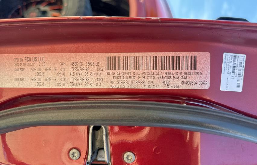 3C6UR5CL1FG628381 - 2015 RAM 2500 ST RED photo 10