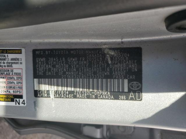 2T1KR32E85C333357 - 2005 TOYOTA COROLLA MA XR SILVER photo 13