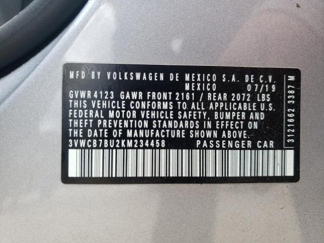 3VWCB7BU2KM234458 - 2019 VOLKSWAGEN JETTA S SILVER photo 12