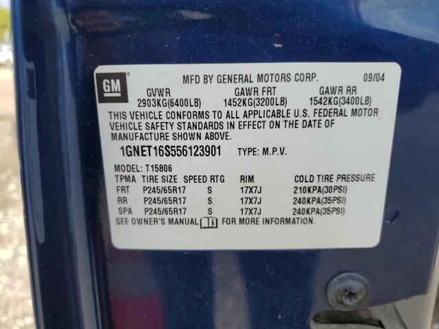 1GNET16S556123901 - 2005 CHEVROLET TRAILBLAZE EXT LS BLUE photo 13