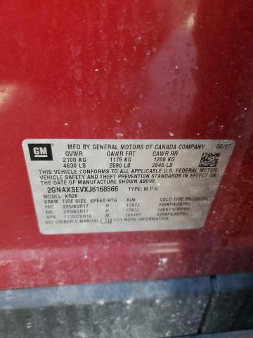 2GNAXSEVXJ6168566 - 2018 CHEVROLET EQUINOX LT ბურგუნდია ფოტო 14