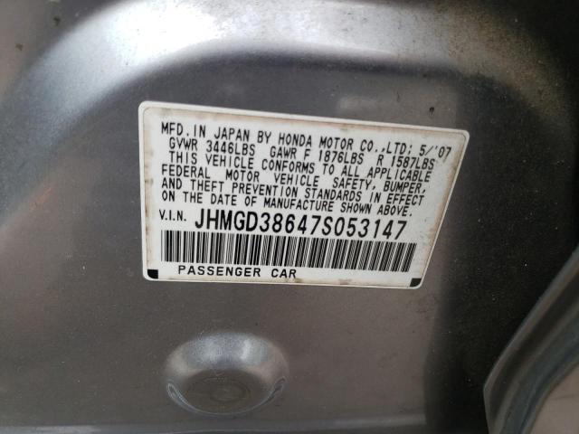 JHMGD38647S053147 - 2007 HONDA FIT S 灰色 照片 12