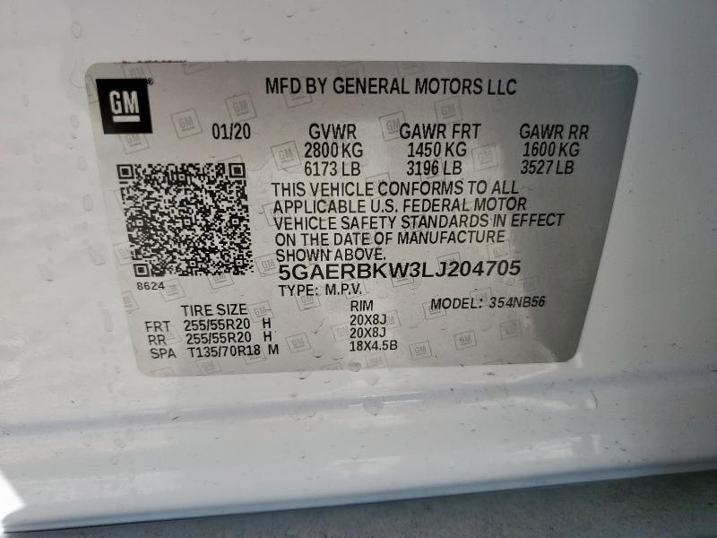 5GAERBKW3LJ204705 - 2020 BUICK ENCLAVE ESSENCE 白色 照片 13