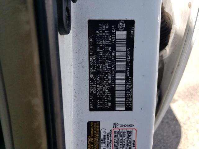 4T1BE46K37U534165 - 2007 TOYOTA CAMRY CE Ağ foto 12