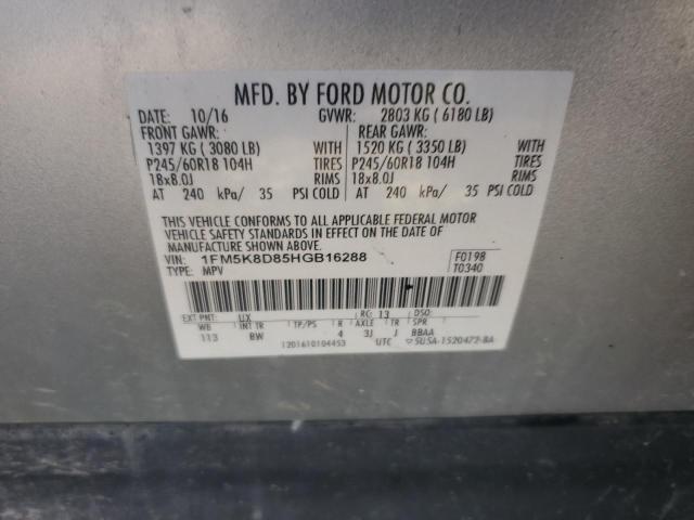 1FM5K8D85HGB16288 - 2017 FORD EXPLORER XLT 银色 照片 13