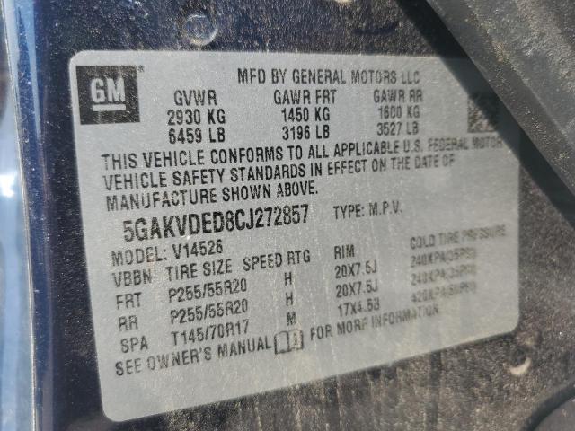 5GAKVDED8CJ272857 - 2012 BUICK ENCLAVE Mavi foto 13