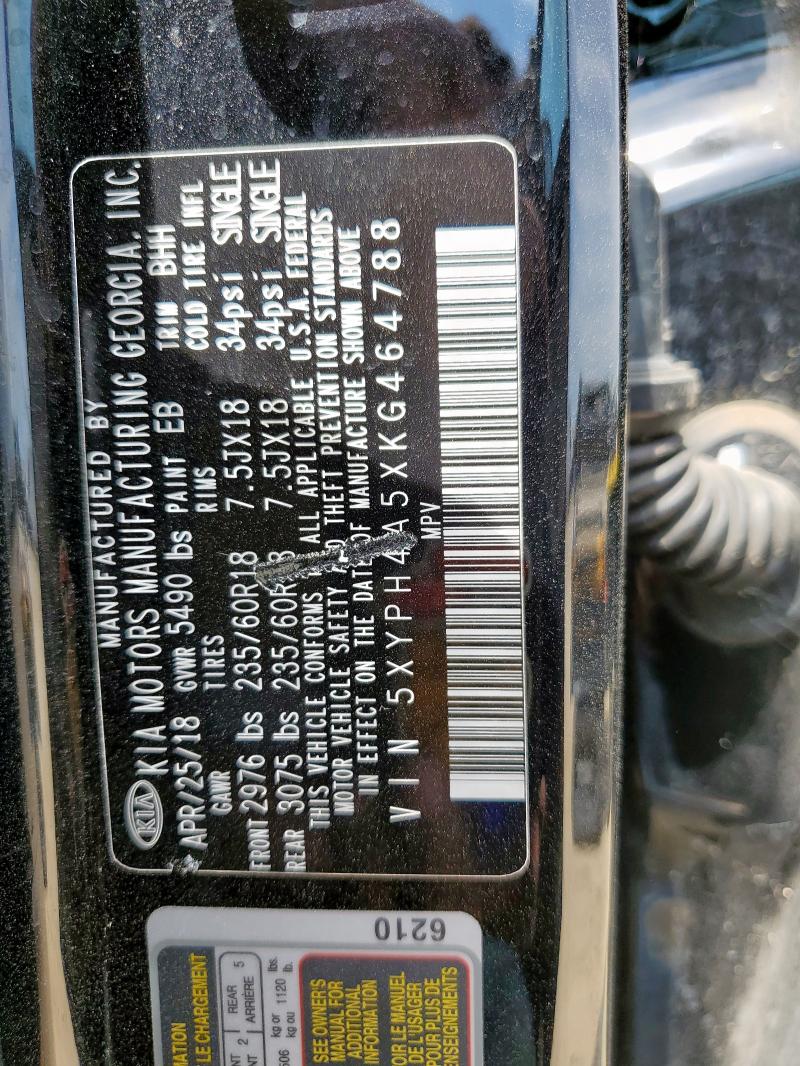 5XYPH4A5XKG464788 - 2019 KIA SORENTO EX Qara foto 14