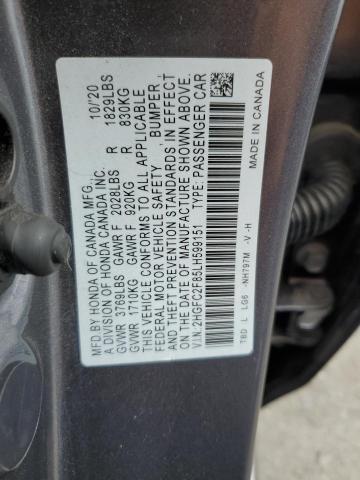 2HGFC2F85LH599151 - 2020 HONDA CIVIC SPORT 灰色 照片 12