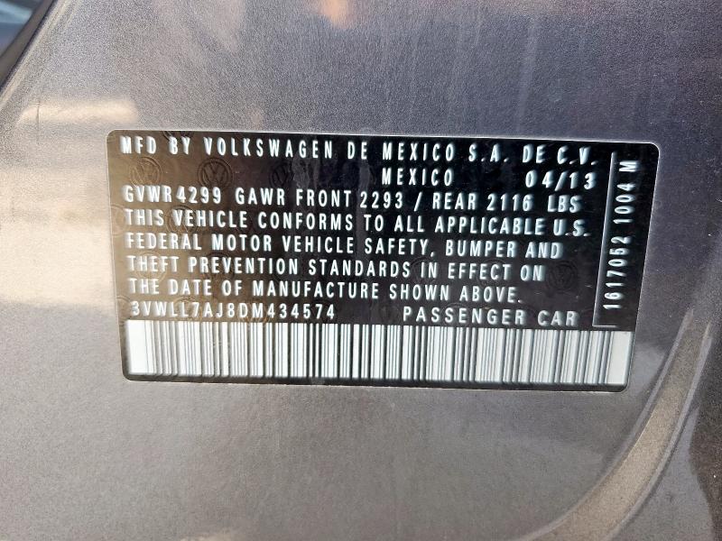 3VWLL7AJ8DM434574 - 2013 VOLKSWAGEN JETTA TDI Графитовый фото 12