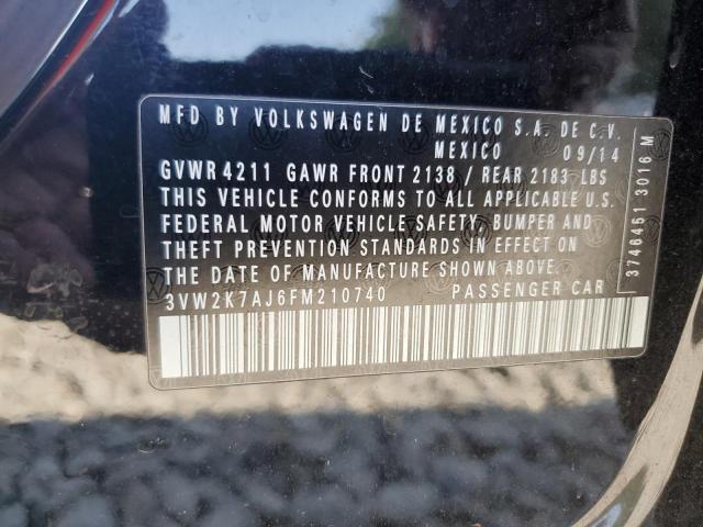 3VW2K7AJ6FM210740 - 2015 VOLKSWAGEN JETTA BASE BLACK photo 13