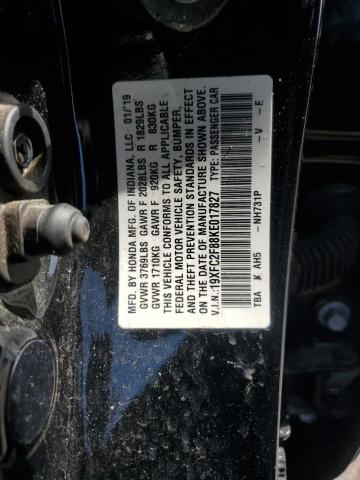 19XFC2F88KE017827 - 2019 HONDA CIVIC SPORT Қара фото 12
