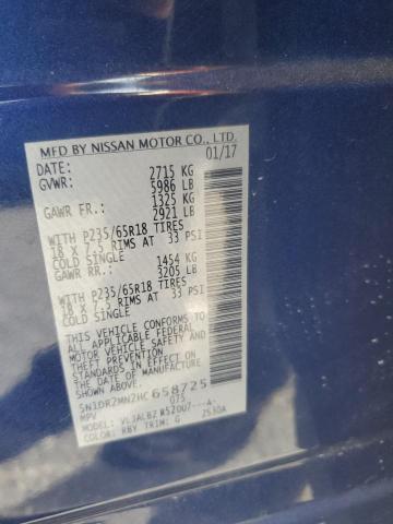 5N1DR2MN2HC658725 - 2017 NISSAN PATHFINDER S BLUE photo 13