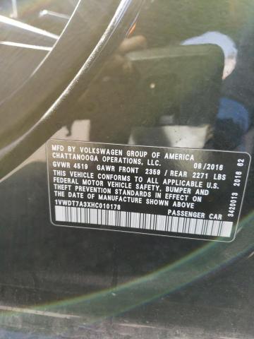 1VWDT7A3XHC010178 - 2017 VOLKSWAGEN PASSAT R-LINE შავი ფოტო 10