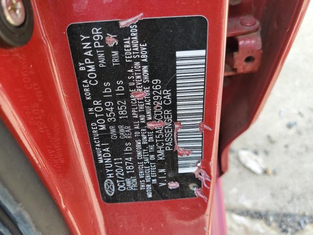KMHCT5AE5CU029269 - 2012 HYUNDAI ACCENT GLS RED photo 13