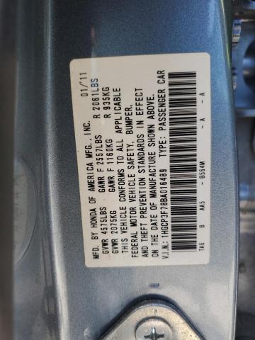 1HGCP3F78BA016489 - 2011 HONDA ACCORD EX ვერცხლისფერი ფოტო 12