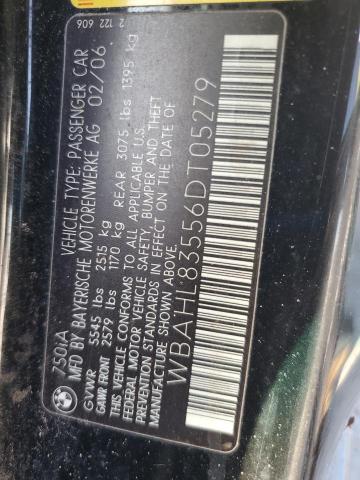 WBAHL83556DT05279 - 2006 BMW 750 I Noir photo 12