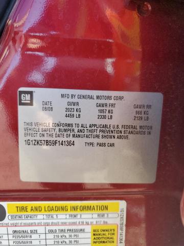 1G1ZK57B59F141364 - 2009 CHEVROLET MALIBU LTZ ბურგუნდია ფოტო 13