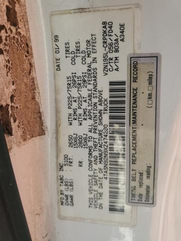 4TASN92N9XZ474280 - 1999 TOYOTA TACOMA XTRACAB PRERUNNER თეთრი ფოტო 12