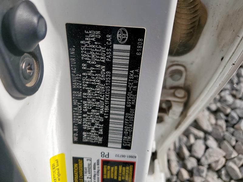 4T1BK1FKXCU513539 - 2012 TOYOTA CAMRY SE 白色 照片 13