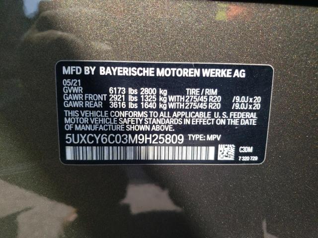 5UXCY6C03M9H25809 - 2021 BMW X6 XDRIVE40I BROWN photo 13