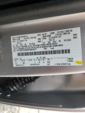 1FTEW1E58KFB83677 - 2019 FORD F150 SUPERCREW SILVER photo 12