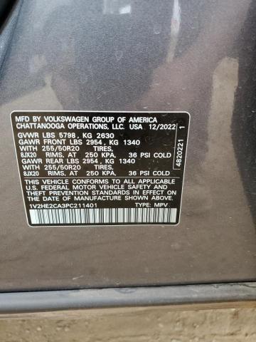 1V2HE2CA3PC211401 - 2023 VOLKSWAGEN ATLAS CROS SE Gris photo 13