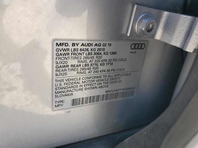 WA1LHAF77KD032532 - 2019 AUDI Q7 PREMIUM PLUS Silber Foto 14