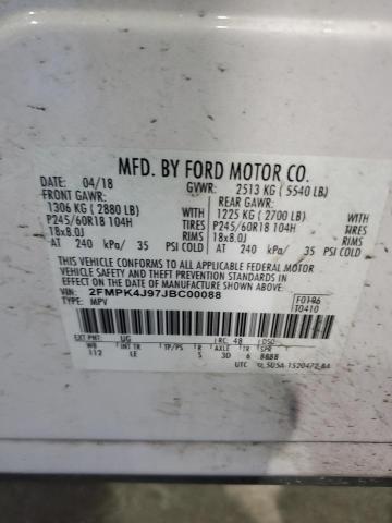 2FMPK4J97JBC00088 - 2018 FORD EDGE SEL Weiß Foto 13