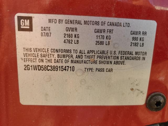 2G1WD58C389154710 - 2008 CHEVROLET IMPALA SUPER SPORT RED photo 12