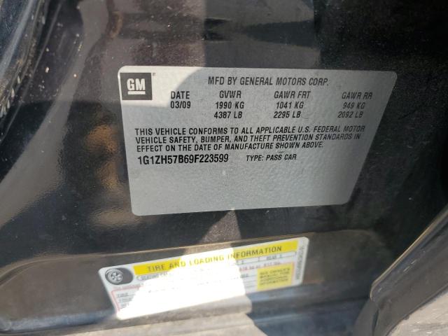 1G1ZH57B69F223599 - 2009 CHEVROLET MALIBU 1LT BLACK photo 12