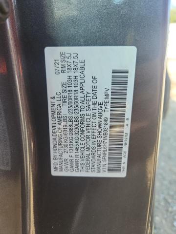 5FNRL6H71NB031849 - 2022 HONDA ODYSSEY EXL ნაცრისფერი ფოტო 13