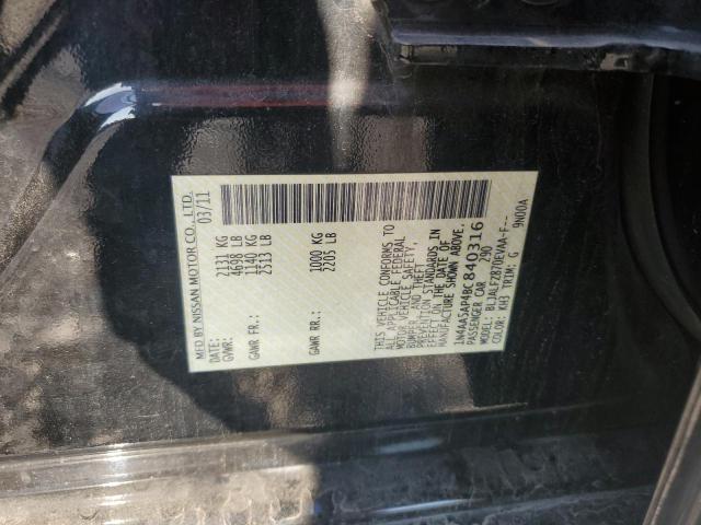 1N4AA5AP4BC840316 - 2011 NISSAN MAXIMA S BLACK photo 12