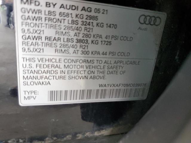 WA1VXAF70MD039076 - 2021 AUDI Q7 PRESTIGE BLACK photo 13