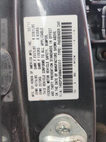 1HGCP3F89BA020317 - 2011 HONDA ACCORD EXL 灰色 照片 12