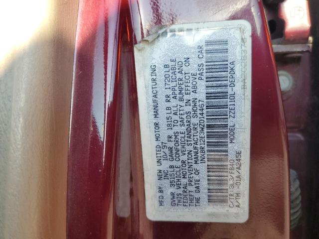 1NXBR12E3WZ014467 - 1998 TOYOTA COROLLA VE 红色 照片 12