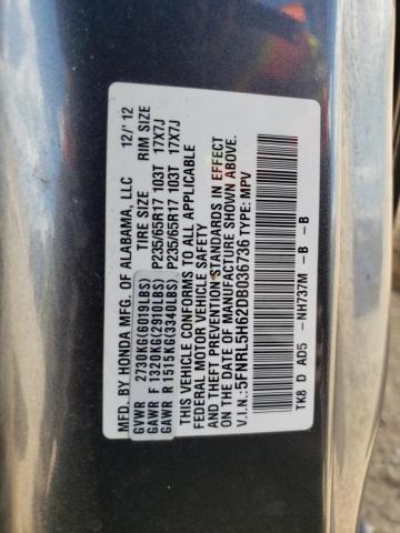 5FNRL5H62DB036736 - 2013 HONDA ODYSSEY EXL Gri fotoğraf 12