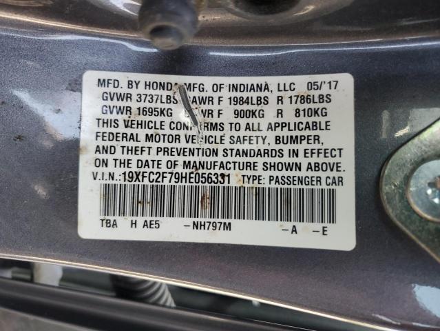 19XFC2F79HE056331 - 2017 HONDA CIVIC EX Szary zdjęcie 13