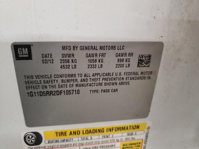 1G11D5RR2DF105710 - 2013 CHEVROLET MALIBU 1LT WHITE photo 12