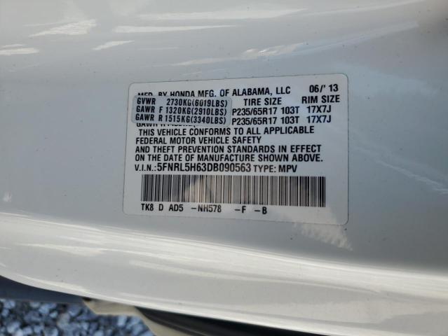 5FNRL5H63DB090563 - 2013 HONDA ODYSSEY EXL أبيض صورة 13