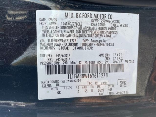 1L1FM88W16Y611278 - 2006 LINCOLN TOWN CAR EXECUTIVE BLACK photo 10