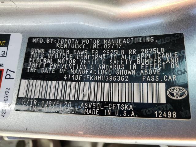 4T1BF1FK8HU396362 - 2017 TOYOTA CAMRY LE SILVER photo 13