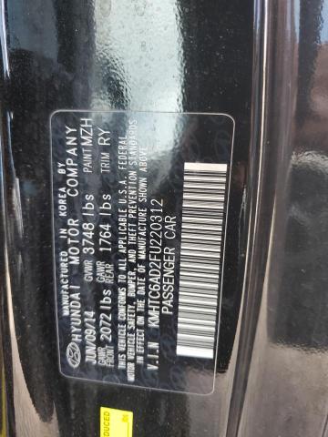 KMHTC6AD2FU220312 - 2015 HYUNDAI VELOSTER შავი ფოტო 12