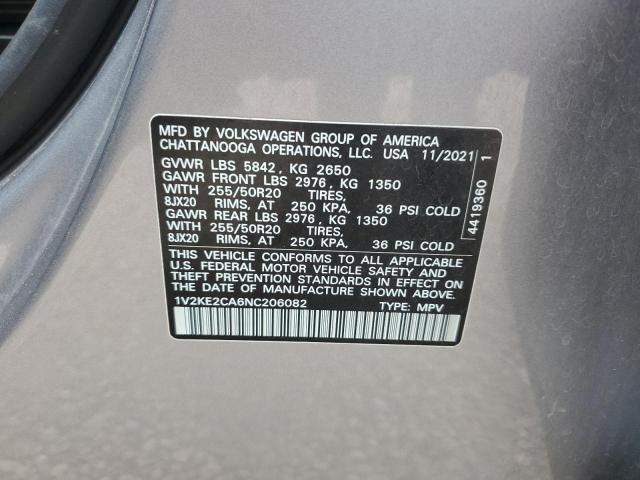 1V2KE2CA6NC206082 - 2022 VOLKSWAGEN ATLAS CROS SE GRAY photo 13