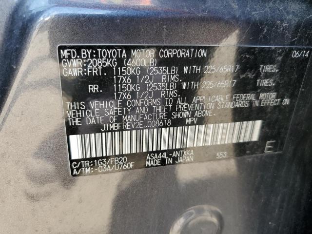 JTMBFREV2EJ008618 - 2014 TOYOTA RAV4 LE GRAY photo 12