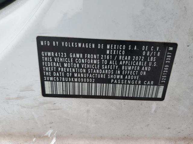 3VWC57BU9KM090902 - 2019 VOLKSWAGEN JETTA S Ақ фото 12