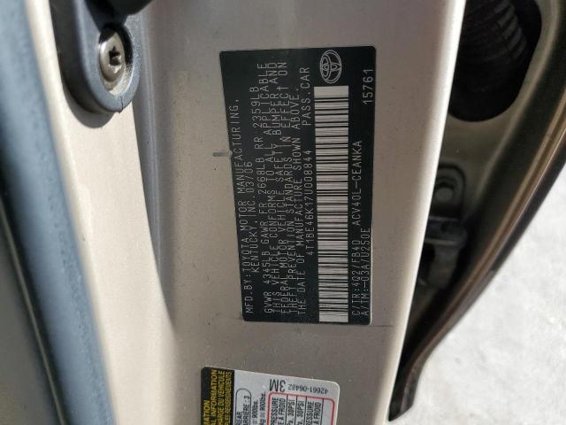 4T1BE46K17U008844 - 2007 TOYOTA CAMRY CE GOLD photo 12